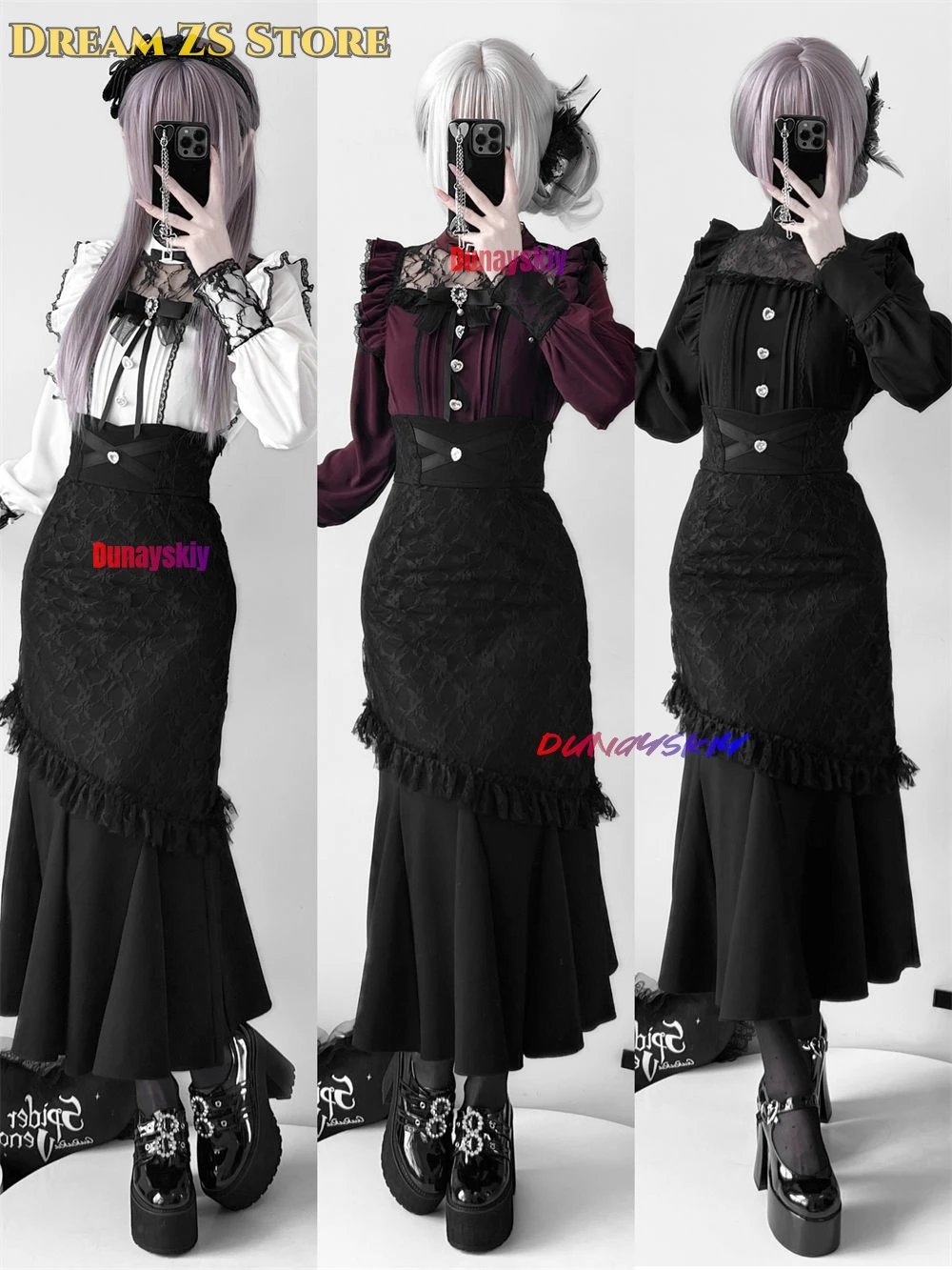 Gothic Lolita Long Skirt Cospaly Costumes Y2k Jirai kei Outfit Women's Dress Vintage Victoria Lace Patchwork Dress RolePlay Suit
Gothic Lolita Long Skirt Cospaly Costumes Y2k Jirai kei Outfit Women's Dress Vintage Victoria Lace Patchwork Dress RolePlay Suit