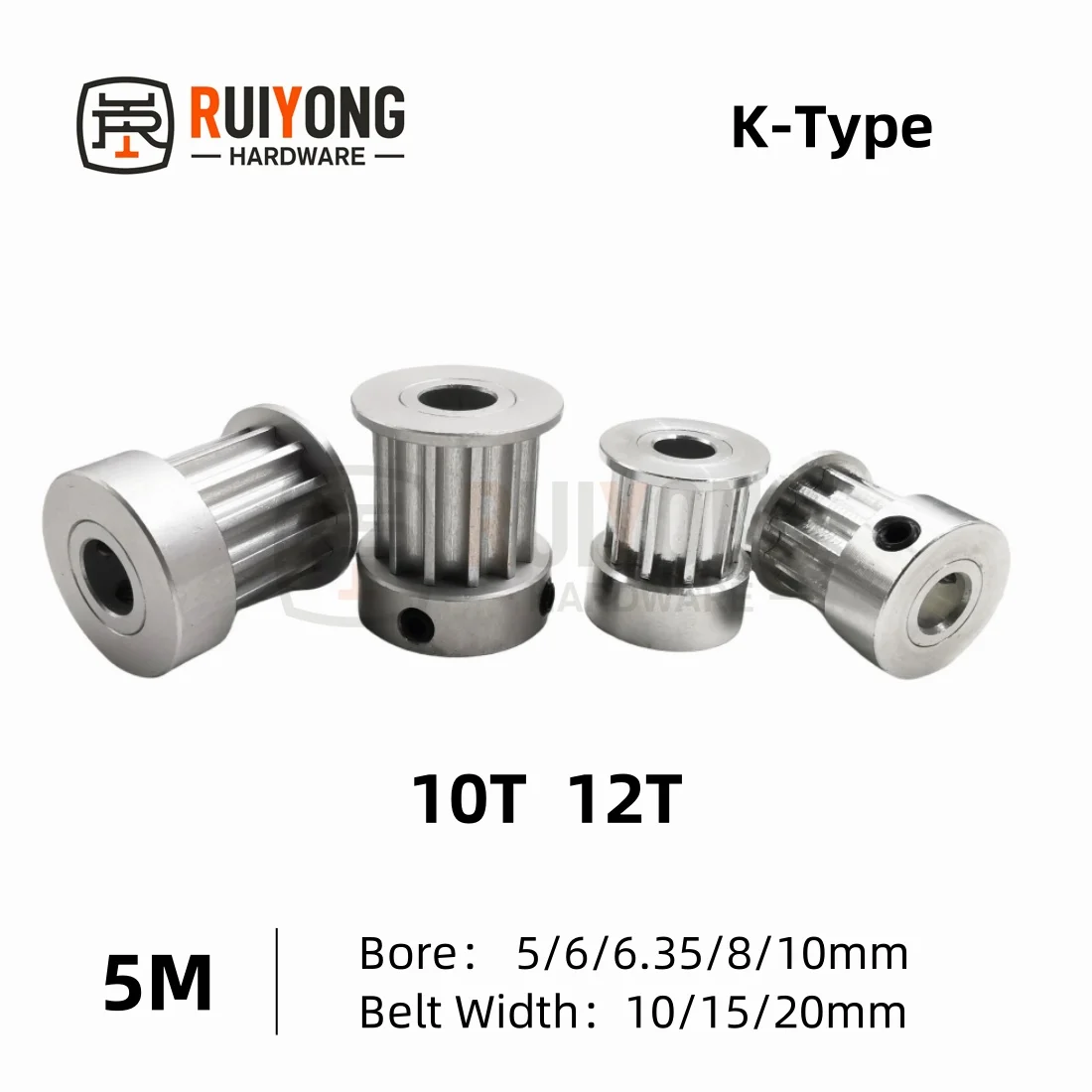 HTD5M Timing Pulley 10T/12T K-Type Bore 5/6/6.35/8/10mm Belt Width10/15/20mm for Synchronous belt 5GT
HTD5M Timing Pulley 10T/12T K-Type Bore 5/6/6.35/8/10mm Belt Width10/15/20mm for Synchronous belt 5GT