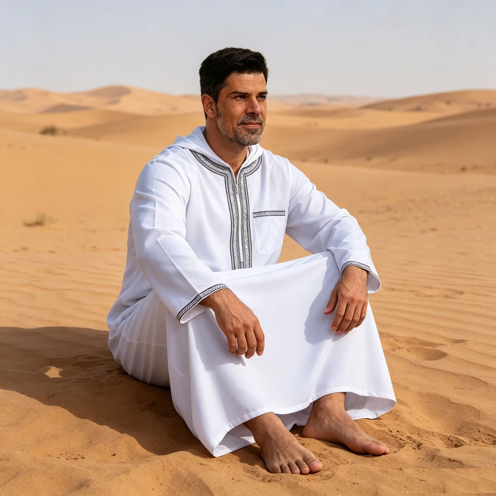 Muslim Men Hooded Jubba Thobe Zipper Embroidery Kaftan Djellaba Saudi Islam Daffah Dishdasha Casual Long Traditional Robe Arabic
Muslim Men Hooded Jubba Thobe Zipper Embroidery Kaftan Djellaba Saudi Islam Daffah Dishdasha Casual Long Traditional Robe Arabic