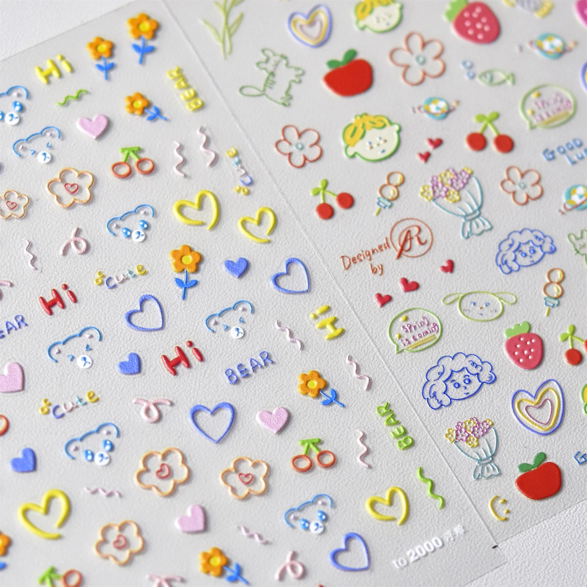 Cute Graffiti Cartoon Line Cherry Bear Cat Flower Bouquet Fish Boys Girls Strawberry Reliefs Nail Art Stickers Manicure Decals
Cute Graffiti Cartoon Line Cherry Bear Cat Flower Bouquet Fish Boys Girls Strawberry Reliefs Nail Art Stickers Manicure Decals
