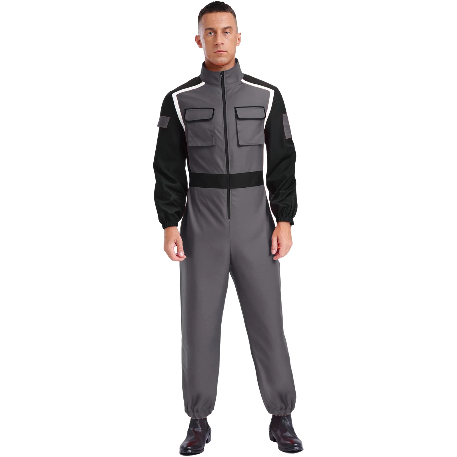 Mens Racing Driver Firefighter Jumpsuit with Pockets Front Zip Long Sleeve Firefighter Rompers Fireman Cosplay Halloween Costume
Mens Racing Driver Firefighter Jumpsuit with Pockets Front Zip Long Sleeve Firefighter Rompers Fireman Cosplay Halloween Costume
