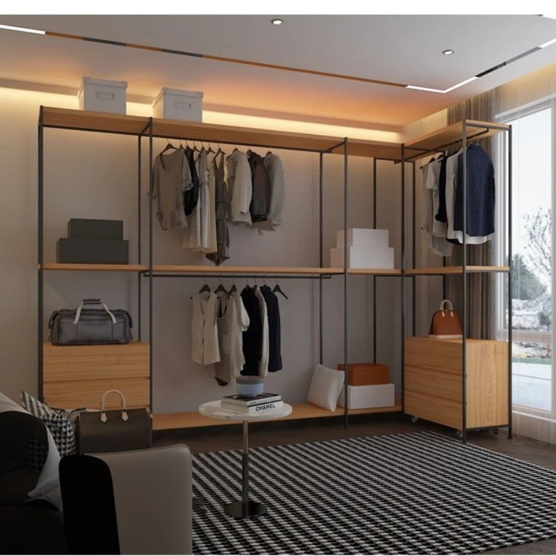Walk-in closet racks, cloakroom shelves, simple wrought iron open combination hangers, industrial style
Walk-in closet racks, cloakroom shelves, simple wrought iron open combination hangers, industrial style