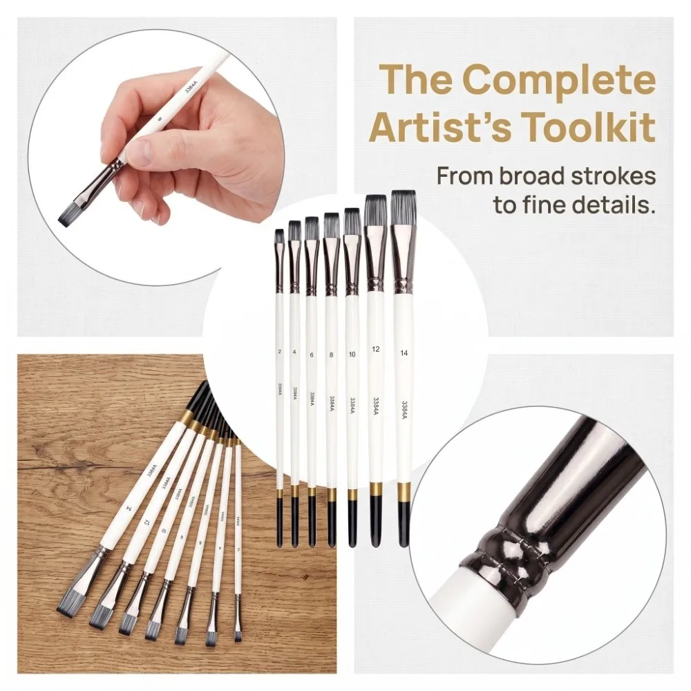 7PCS Wooden Artist Paint Brush Set Nylon Hair White Watercolor Drawing Pens Multifunctional Flat Tip Art Painting Supplies
7PCS Wooden Artist Paint Brush Set Nylon Hair White Watercolor Drawing Pens Multifunctional Flat Tip Art Painting Supplies