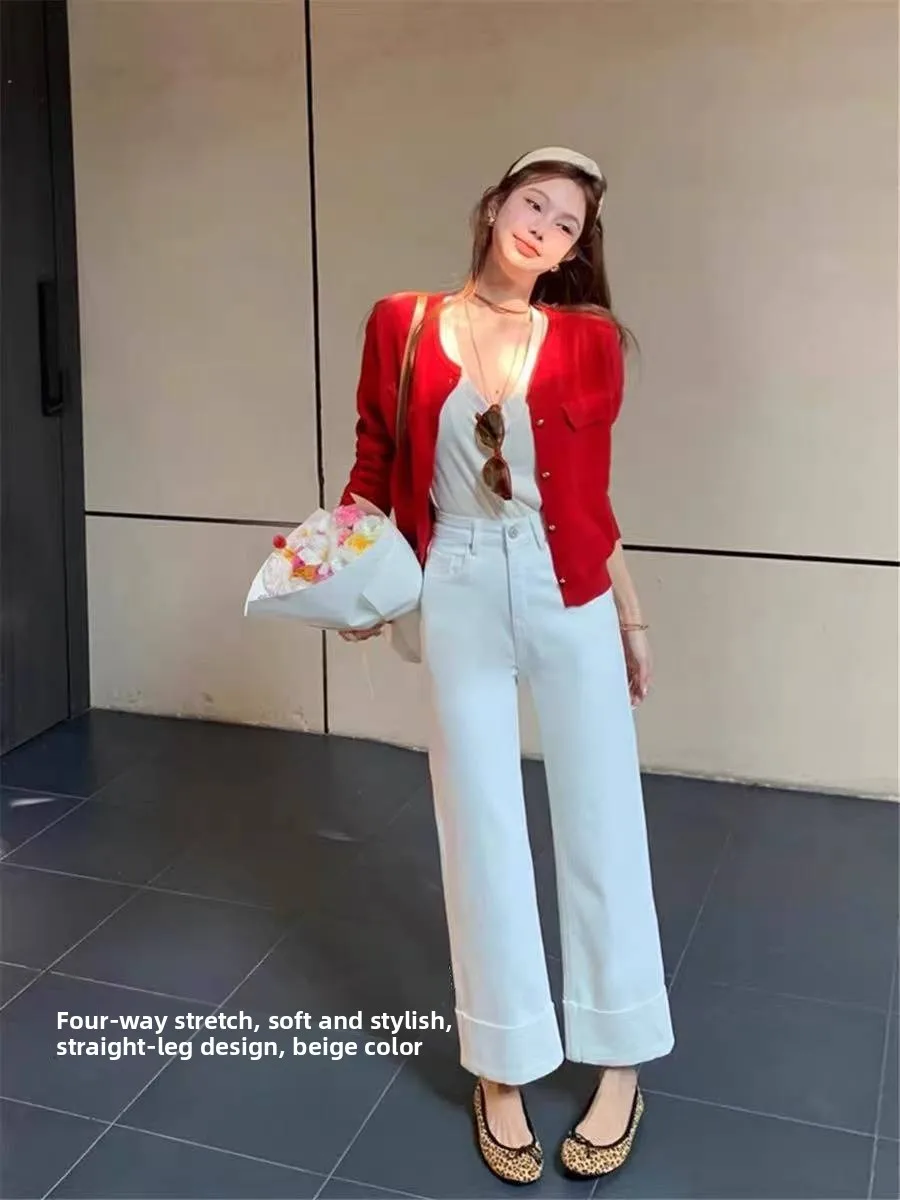 High Waist Straight Leg Jeans Women's Loose Fit Wide Leg andmother Pants Spring New Sle Elastic Slimming Nine Points
High Waist Straight Leg Jeans Women's Loose Fit Wide Leg andmother Pants Spring New Sle Elastic Slimming Nine Points