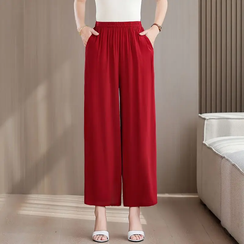 Women's Brown Elastic Waist Wide Leg Pants High Waist Loose Casual Straight Trousers With Pockets
Women's Brown Elastic Waist Wide Leg Pants High Waist Loose Casual Straight Trousers With Pockets