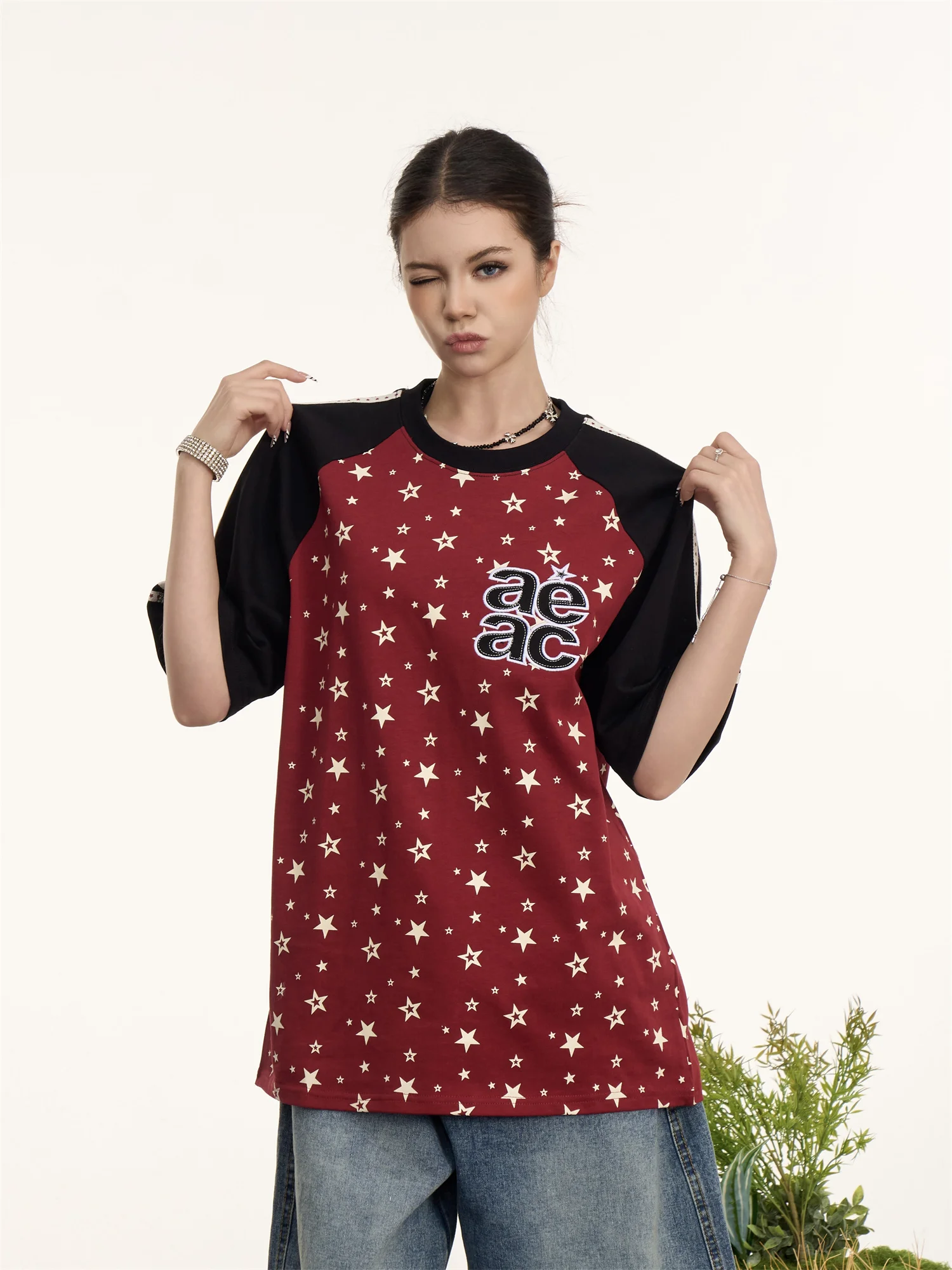 American Style Retro Star Print Short Sleeve T-Shirt Loose Fit Shoulder Insert round Neck Unisex Cotton Casual Top
American Style Retro Star Print Short Sleeve T-Shirt Loose Fit Shoulder Insert round Neck Unisex Cotton Casual Top