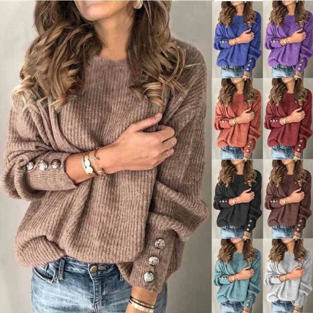 Women's Knitted Sweater, Long Sleeved Round Neck Button Up Shirt, Top T-shirt, Autumn and Winter New Style
Women's Knitted Sweater, Long Sleeved Round Neck Button Up Shirt, Top T-shirt, Autumn and Winter New Style