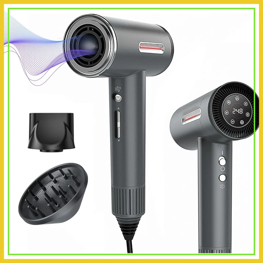 Hyper-Speed Hair Dryer, 180K RPM Motor, 1min Fast Dry, Dual Voltage, 600M Ions, HD Screen, Gunmetal
Hyper-Speed Hair Dryer, 180K RPM Motor, 1min Fast Dry, Dual Voltage, 600M Ions, HD Screen, Gunmetal