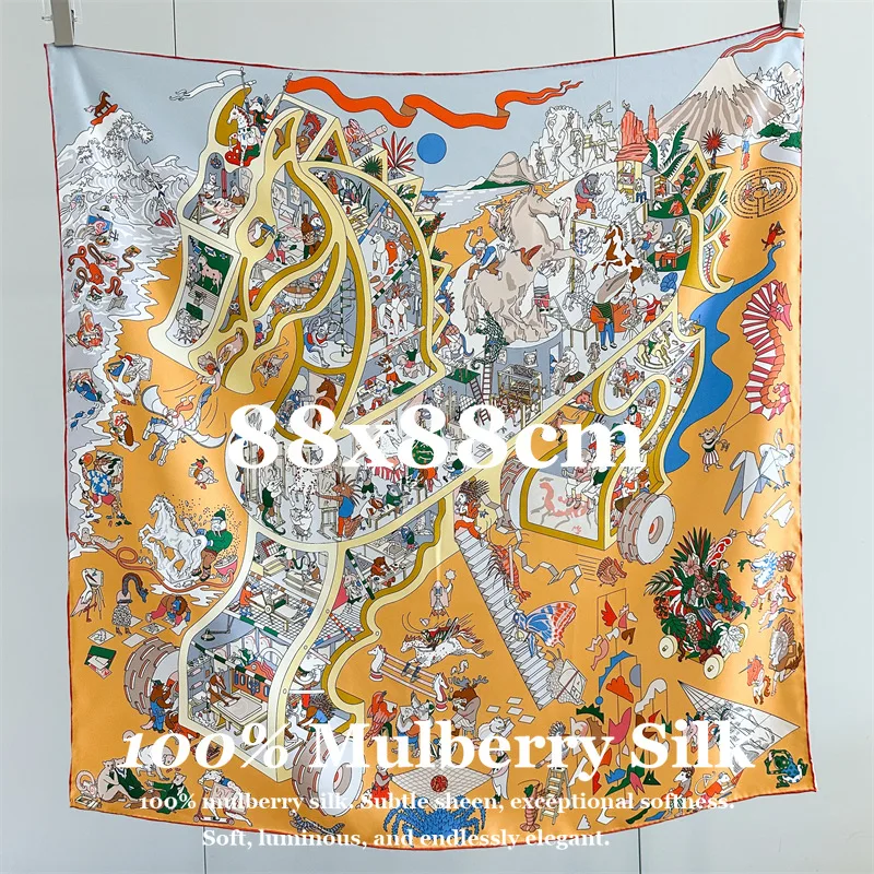 100% Real Silk Scarf Large Square Shawl Wrap High Silk Fashion Hand-Rolled Hem Skin-friendly 88x88cm Four Seasons Hijab Bandana
100% Real Silk Scarf Large Square Shawl Wrap High Silk Fashion Hand-Rolled Hem Skin-friendly 88x88cm Four Seasons Hijab Bandana