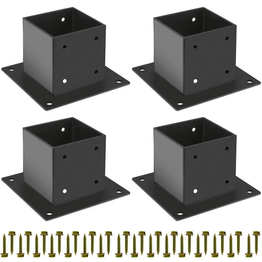 Post Base 4 Pcs,Deck Post Brackets,Inner Size 3.5x3.5 Thick Steel Fence Post Anchor Base,Black Powder Coated Heavy Fence Post,fo
Post Base 4 Pcs,Deck Post Brackets,Inner Size 3.5x3.5 Thick Steel Fence Post Anchor Base,Black Powder Coated Heavy Fence Post,fo
