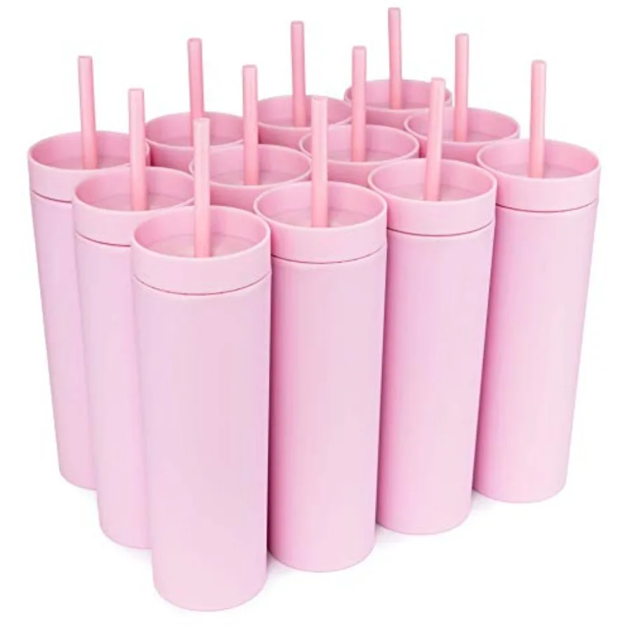 Skinny Tumblers with Lids and Straws 12 pack - 16oz Double Wall Acrylic Tumbler, Tall Matte Skinny Tumblers, Bulk with Free Str
Skinny Tumblers with Lids and Straws 12 pack - 16oz Double Wall Acrylic Tumbler, Tall Matte Skinny Tumblers, Bulk with Free Str