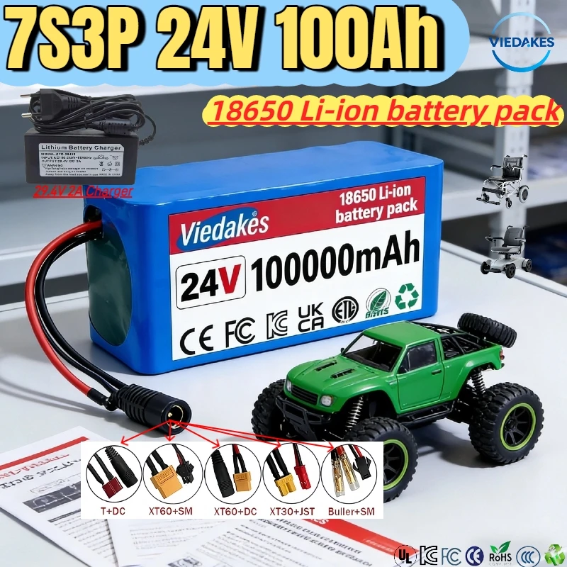 24V 7S3P Battery Pack 100000mAh, for Electric Motorcycle 24V Camping Equipment+optional Plug 18650 Lithium with BMS+Charg
24V 7S3P Battery Pack 100000mAh, for Electric Motorcycle 24V Camping Equipment+optional Plug 18650 Lithium with BMS+Charg