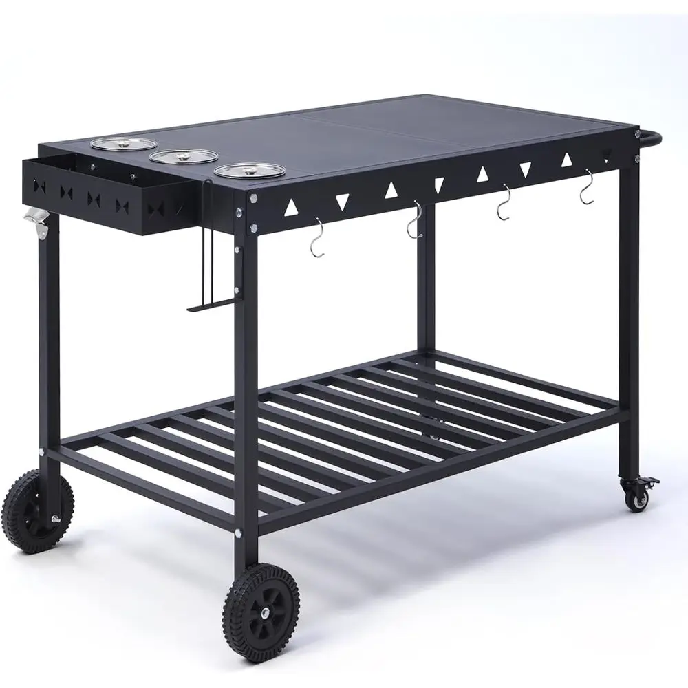 Универсальный уличный стол-гриль на колесах, прочная тележка-подставка для гриля, полки, держатель для полотенец, подставка для специй и открывалка для бутылок
Универсальный уличный стол-гриль на колесах, прочная тележка-подставка для гриля, полки, держатель для полотенец, подставка для специй и открывалка для бутылок