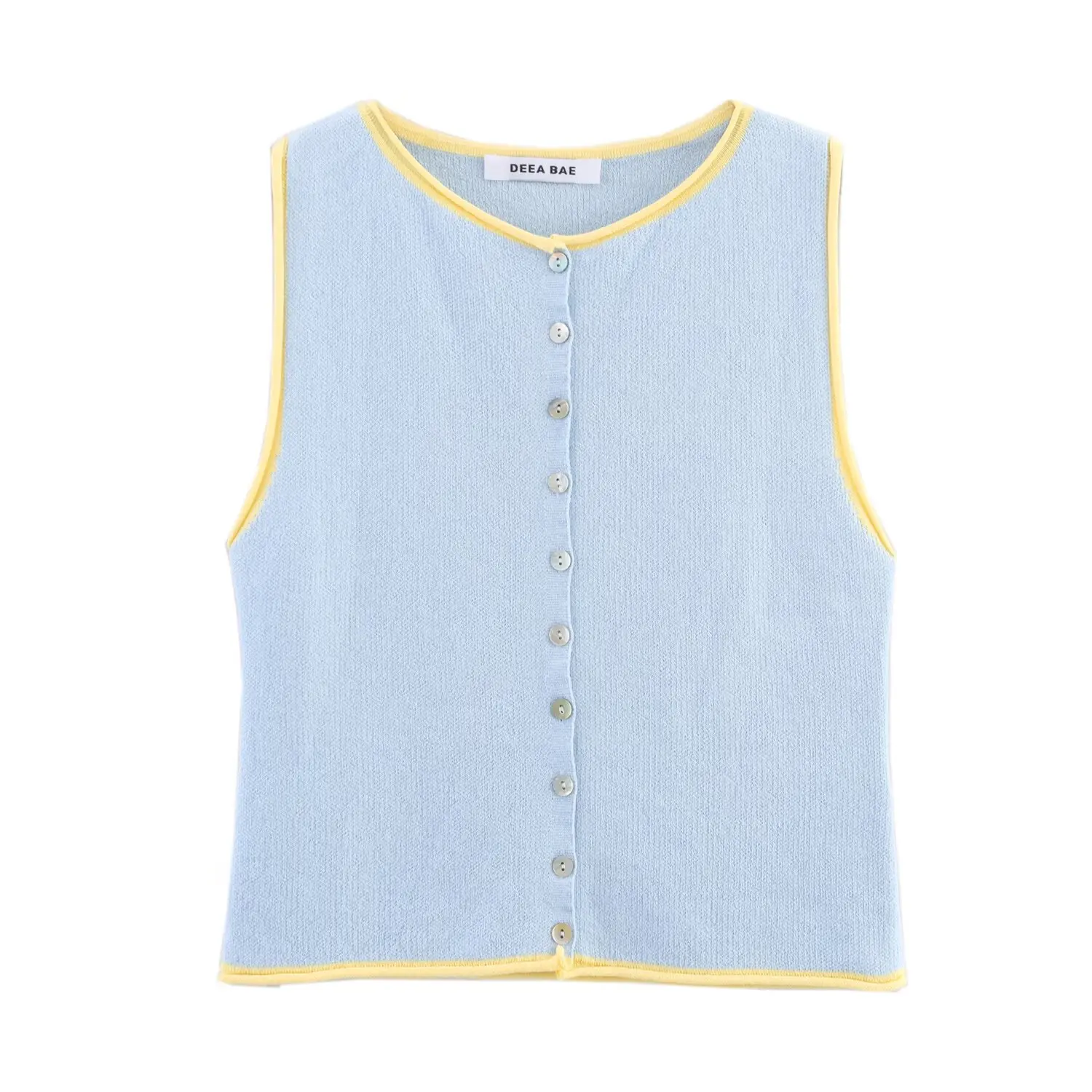 2025 Women's color-blocking, rolled-up, layered vest, round neck, sleeveless knitted top
2025 Women's color-blocking, rolled-up, layered vest, round neck, sleeveless knitted top