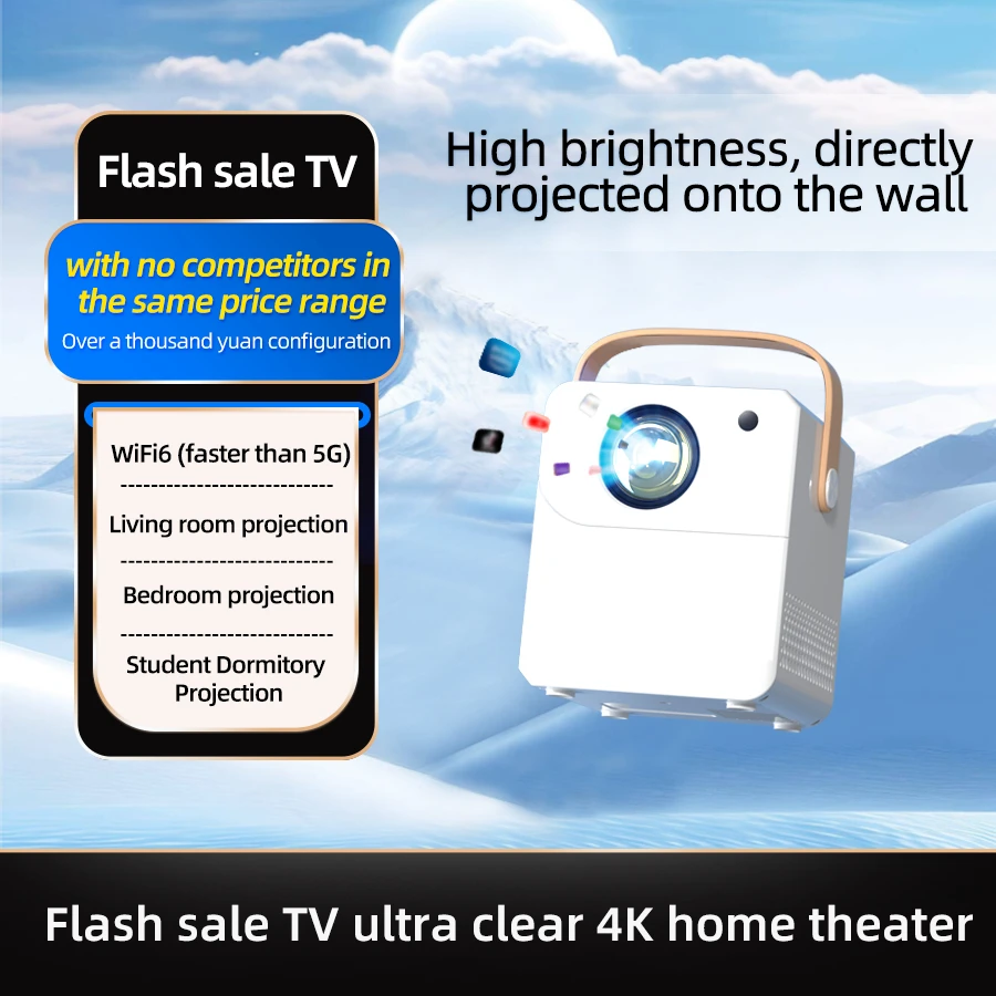 4K HD Home Projector Supports 5G WiFi Connects to Mobile Phones and Computers,Built-in Android System suitable for home/outdoor
4K HD Home Projector Supports 5G WiFi Connects to Mobile Phones and Computers,Built-in Android System suitable for home/outdoor