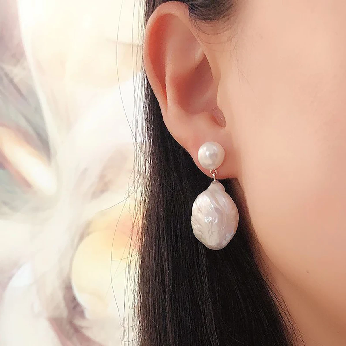Baroque pearl earrings for women, pure natural freshwater pearl earrings, wife and mother's birthday gifts
Baroque pearl earrings for women, pure natural freshwater pearl earrings, wife and mother's birthday gifts