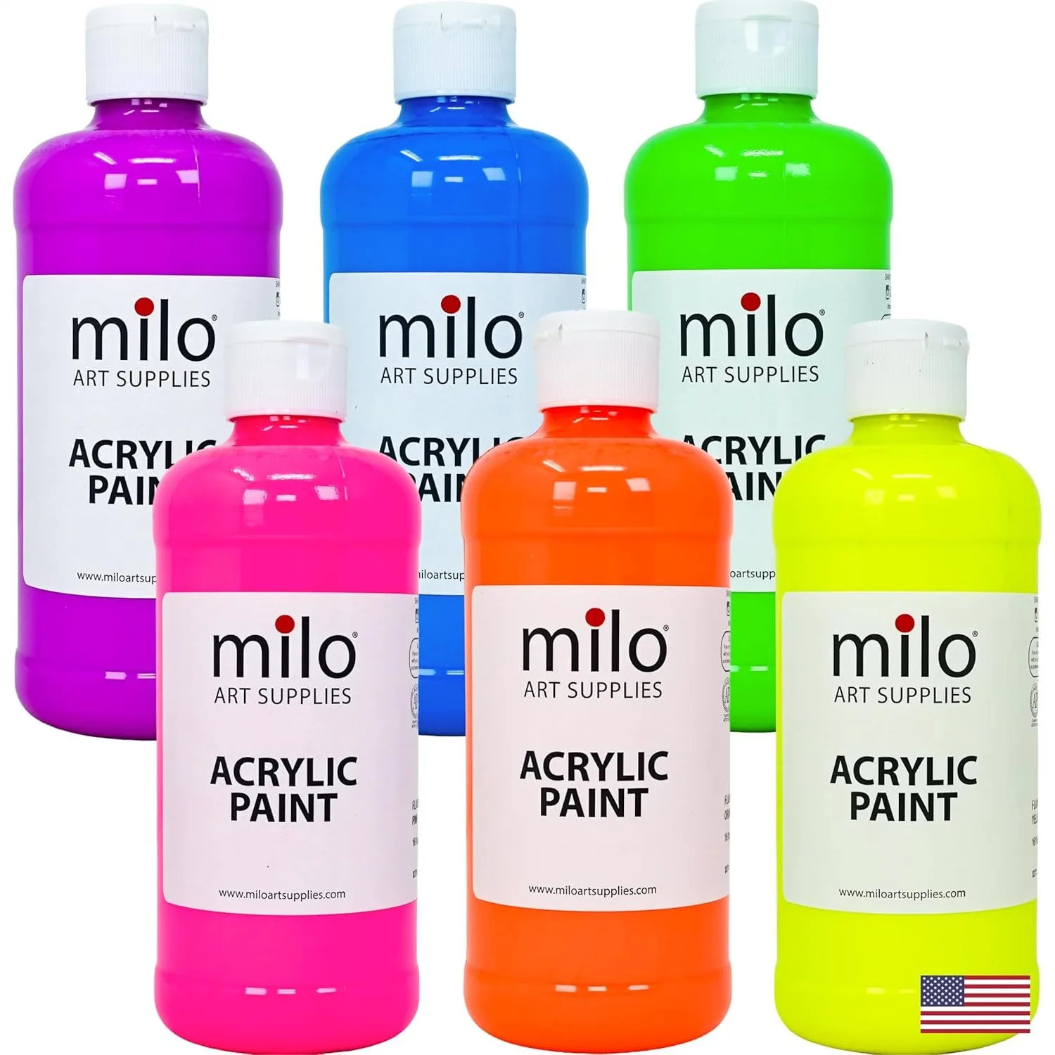 Fluorescent Acrylic Paint Set 6 Colors 16 oz Bottles Neon Glow Under Black Light for Artists Hobby Painters Canvas
Fluorescent Acrylic Paint Set 6 Colors 16 oz Bottles Neon Glow Under Black Light for Artists Hobby Painters Canvas