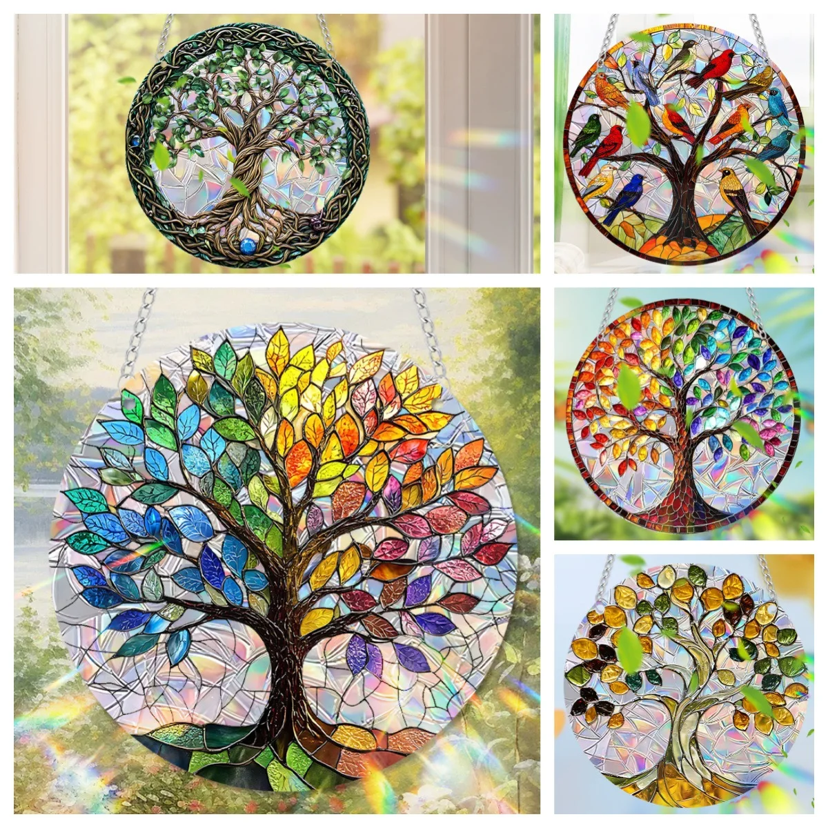 Life Tree Sunlight Catcher Window Hanging Acrylic Color Film Round Pendant Outdoor Indoor Garden Balcony Home Room Decorations
Life Tree Sunlight Catcher Window Hanging Acrylic Color Film Round Pendant Outdoor Indoor Garden Balcony Home Room Decorations