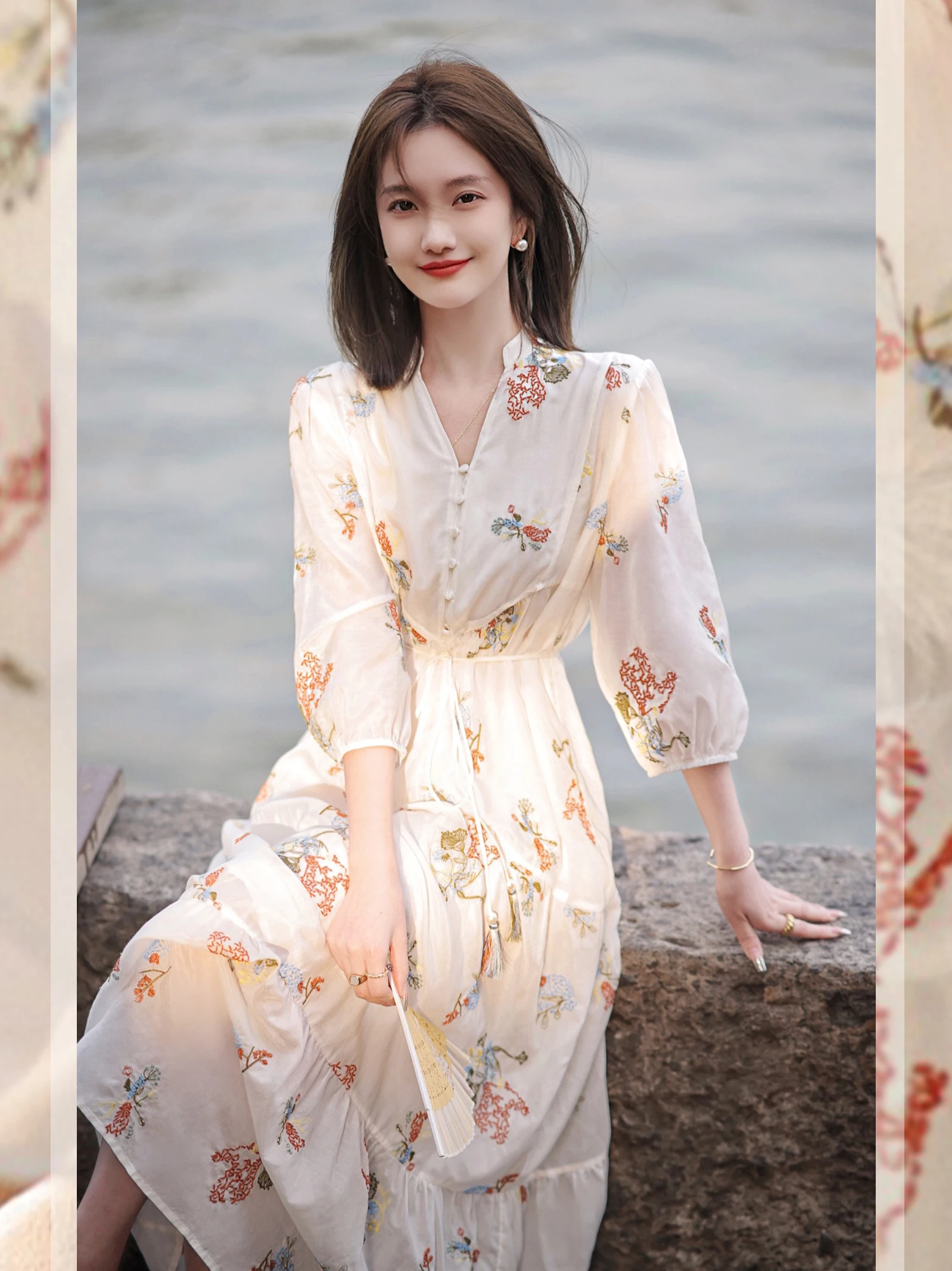 High Waist Silk Casual Dress Women's Summer Dress Zha Daxi Rose God Series V-neck A-line Midi Dress Floral Print Commute Style
High Waist Silk Casual Dress Women's Summer Dress Zha Daxi Rose God Series V-neck A-line Midi Dress Floral Print Commute Style