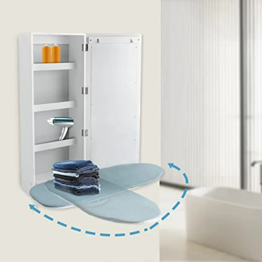 Wall-Mounted Ironing Board Cabinet with 4 Shelves Foldable Storage Station White Wall-Mounted Mirror for Home and rtment Space-
Wall-Mounted Ironing Board Cabinet with 4 Shelves Foldable Storage Station White Wall-Mounted Mirror for Home and rtment Space-