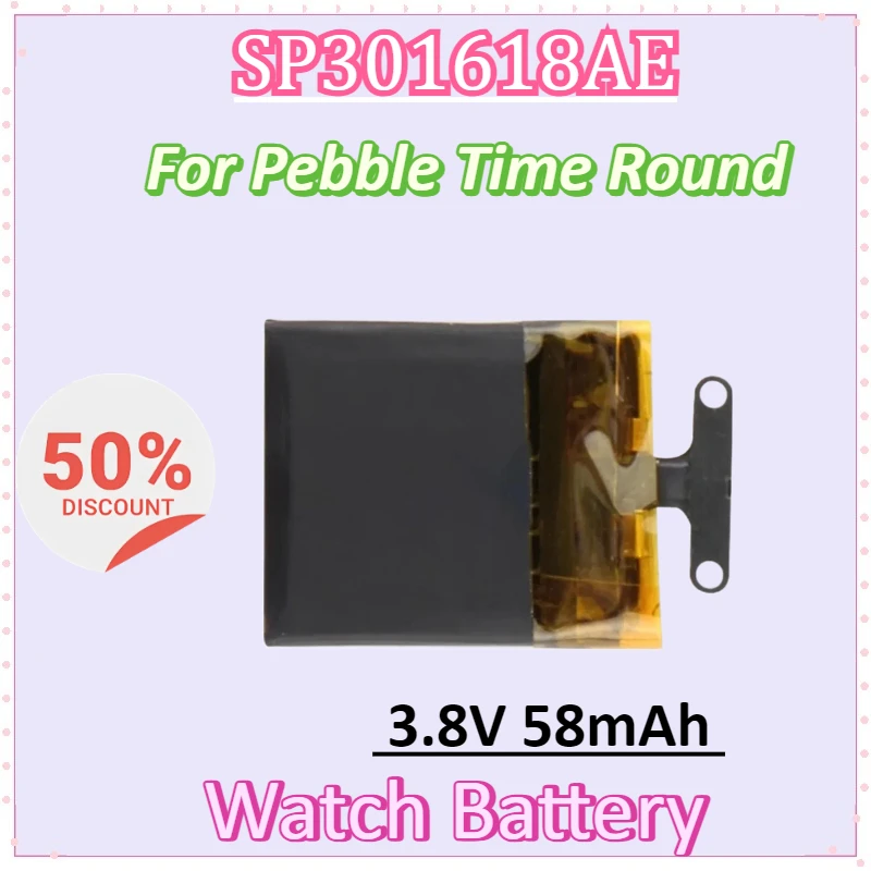 New SP301618AE 3.8V 58mAh Battery for Pebble Time Round Watch Bateria Li-Polymer Rechargeable Accumulator Pack Batteries
New SP301618AE 3.8V 58mAh Battery for Pebble Time Round Watch Bateria Li-Polymer Rechargeable Accumulator Pack Batteries