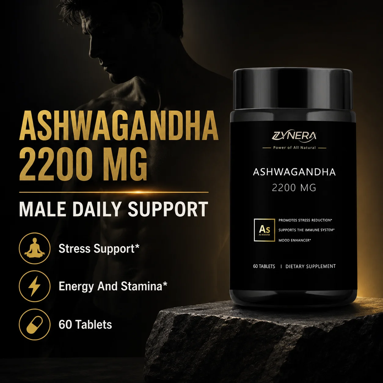 Ashwagandha 2200 MG 60 Tablets Male Daily Support Energy Stamina Mood Stress Dietary Supplement
Ashwagandha 2200 MG 60 Tablets Male Daily Support Energy Stamina Mood Stress Dietary Supplement