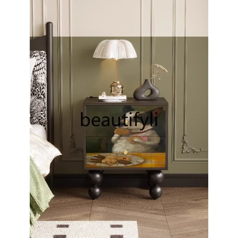 53Cream wind bedside table French retro solid wood storage locker bedside decorative cabinet
53Cream wind bedside table French retro solid wood storage locker bedside decorative cabinet