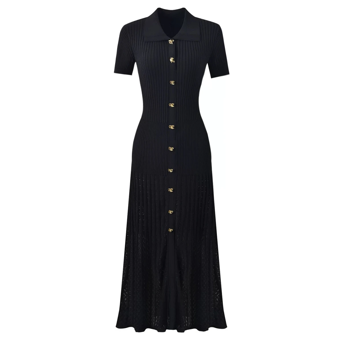 Spring And Summer New Fashionable Temperament Commuting Single Breasted Knitted Women's Lapel Slim Fit Short Sleeved Dress
Spring And Summer New Fashionable Temperament Commuting Single Breasted Knitted Women's Lapel Slim Fit Short Sleeved Dress