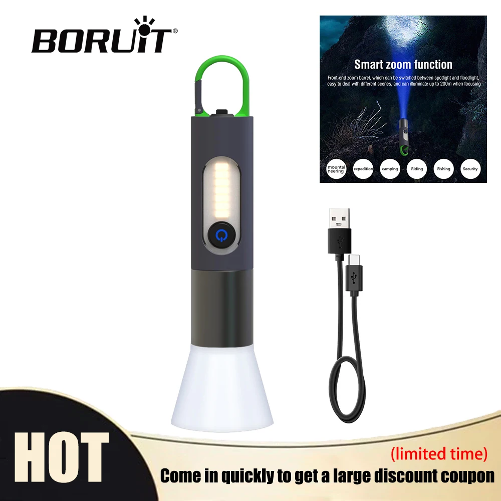BORUiT Ultra Bright LED Flashlight Zoomable Torch with 4 Modes 18650 Battery Type-C Rechargeable for Camping Fishing Outdoor Use
BORUiT Ultra Bright LED Flashlight Zoomable Torch with 4 Modes 18650 Battery Type-C Rechargeable for Camping Fishing Outdoor Use