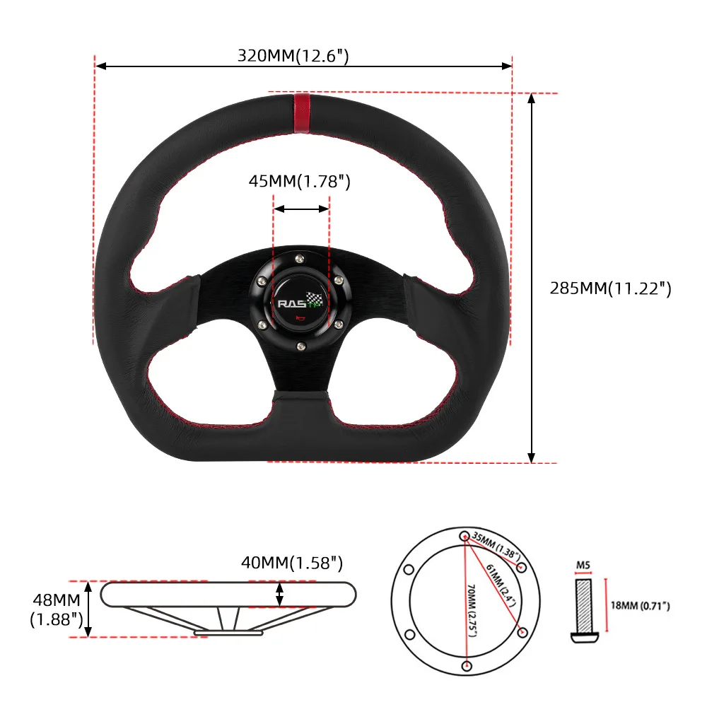 RASTP 13Inch 320mm D-Type Racing Steering Wheel Genuine Leather For PC Game Car Mod
RASTP 13Inch 320mm D-Type Racing Steering Wheel Genuine Leather For PC Game Car Mod
