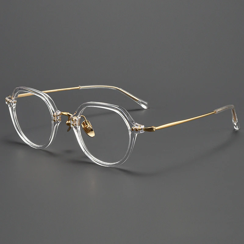 New Irregular Acetate Crystal Gold Glasses Frame Titannium Leg High Quality Vintage Eyeglasses for Men and Women
New Irregular Acetate Crystal Gold Glasses Frame Titannium Leg High Quality Vintage Eyeglasses for Men and Women