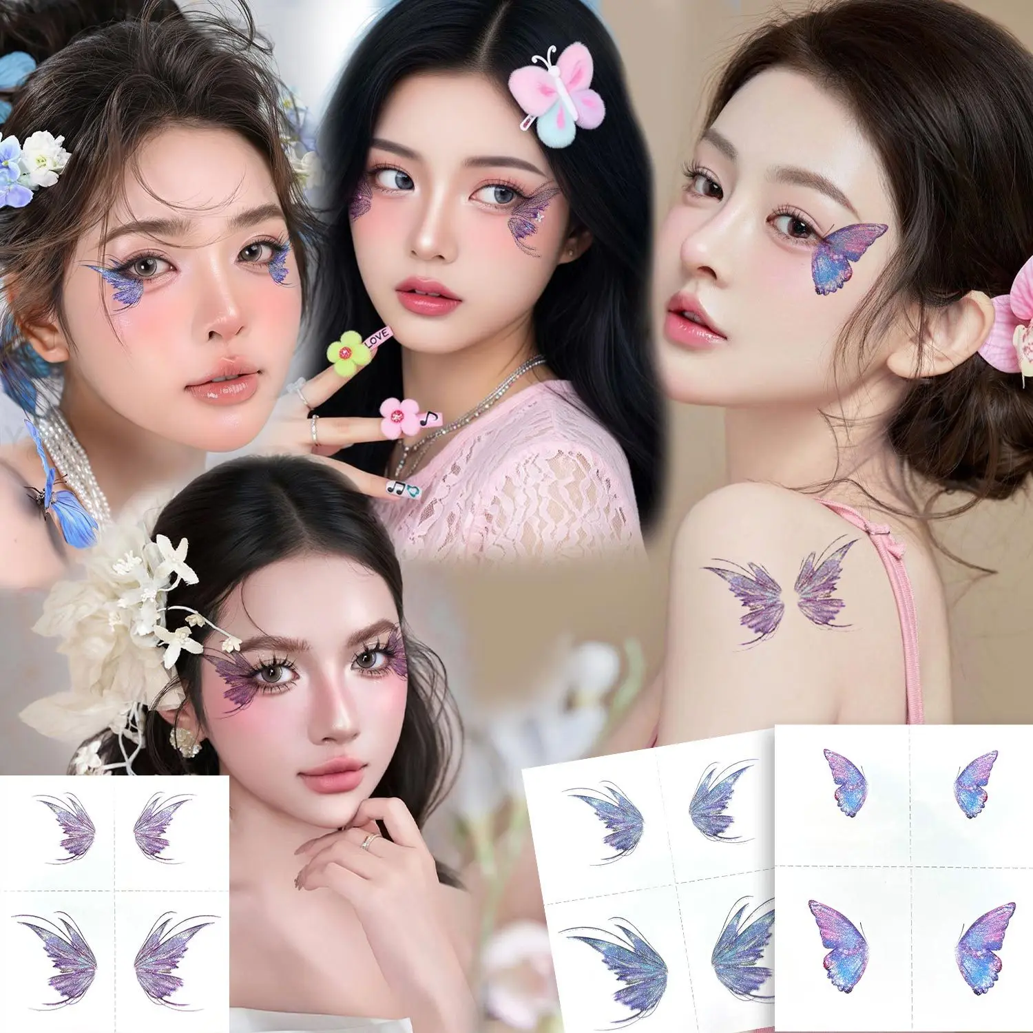 Butterfly Wing Temporary Tattoo Stickers Glitter Gradient Fresh Waterproof Non Toxic for Eye Corner Kids DIY Makeup
Butterfly Wing Temporary Tattoo Stickers Glitter Gradient Fresh Waterproof Non Toxic for Eye Corner Kids DIY Makeup