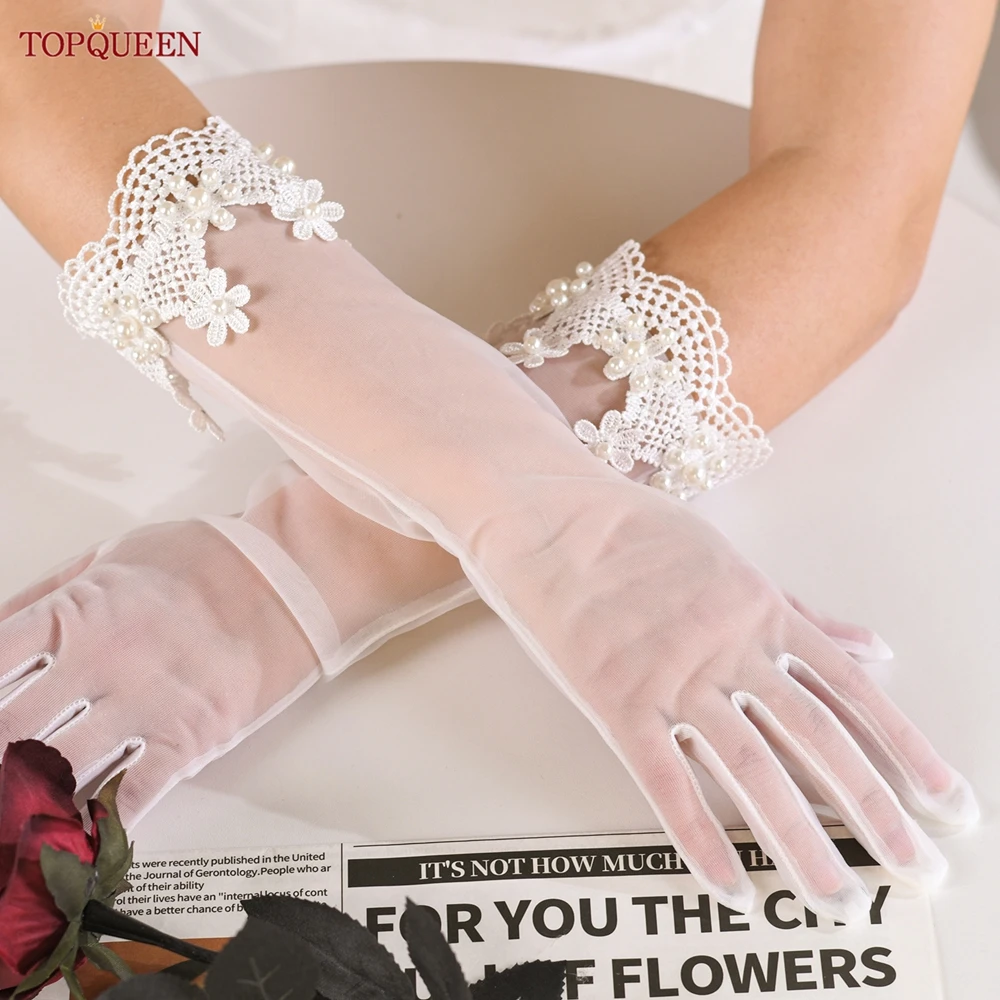 TOPQUEEN Bridal Wedding Lace Gloves 3d Pearl Flower Wedding Gloves Elbow Length Cream White Wedding Accessories T55
TOPQUEEN Bridal Wedding Lace Gloves 3d Pearl Flower Wedding Gloves Elbow Length Cream White Wedding Accessories T55