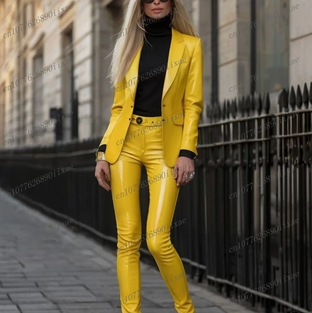 Yellow Leather Women Suits Lady Prom Formal Business Tuxedos Mother Wedding Party Special Ladies 2 Piece Set Jacket Pants
Yellow Leather Women Suits Lady Prom Formal Business Tuxedos Mother Wedding Party Special Ladies 2 Piece Set Jacket Pants