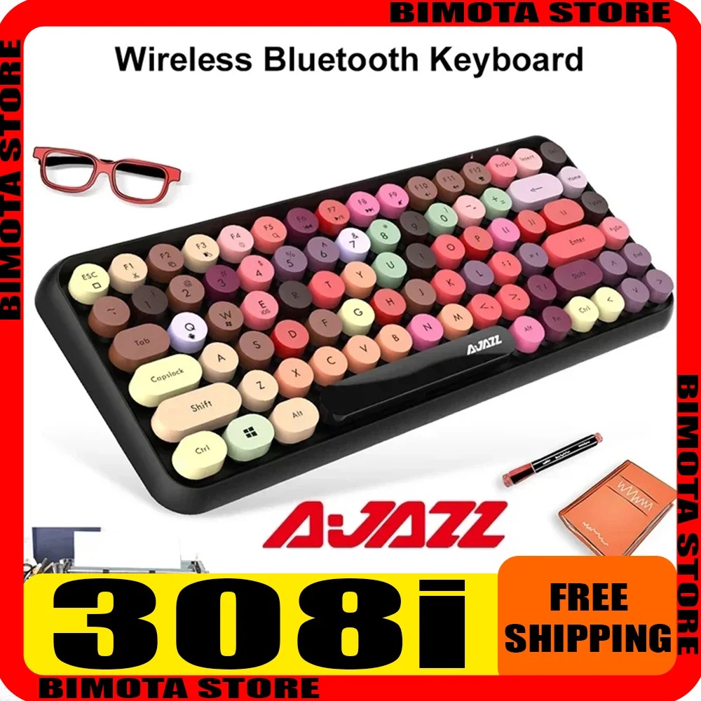 Ajazz 308i Wireless Bluetooth Keyboard 84Keys Rechargeable Typewriter Retro Round Keycap Portable Keyboard for IOS Android PC
Ajazz 308i Wireless Bluetooth Keyboard 84Keys Rechargeable Typewriter Retro Round Keycap Portable Keyboard for IOS Android PC
