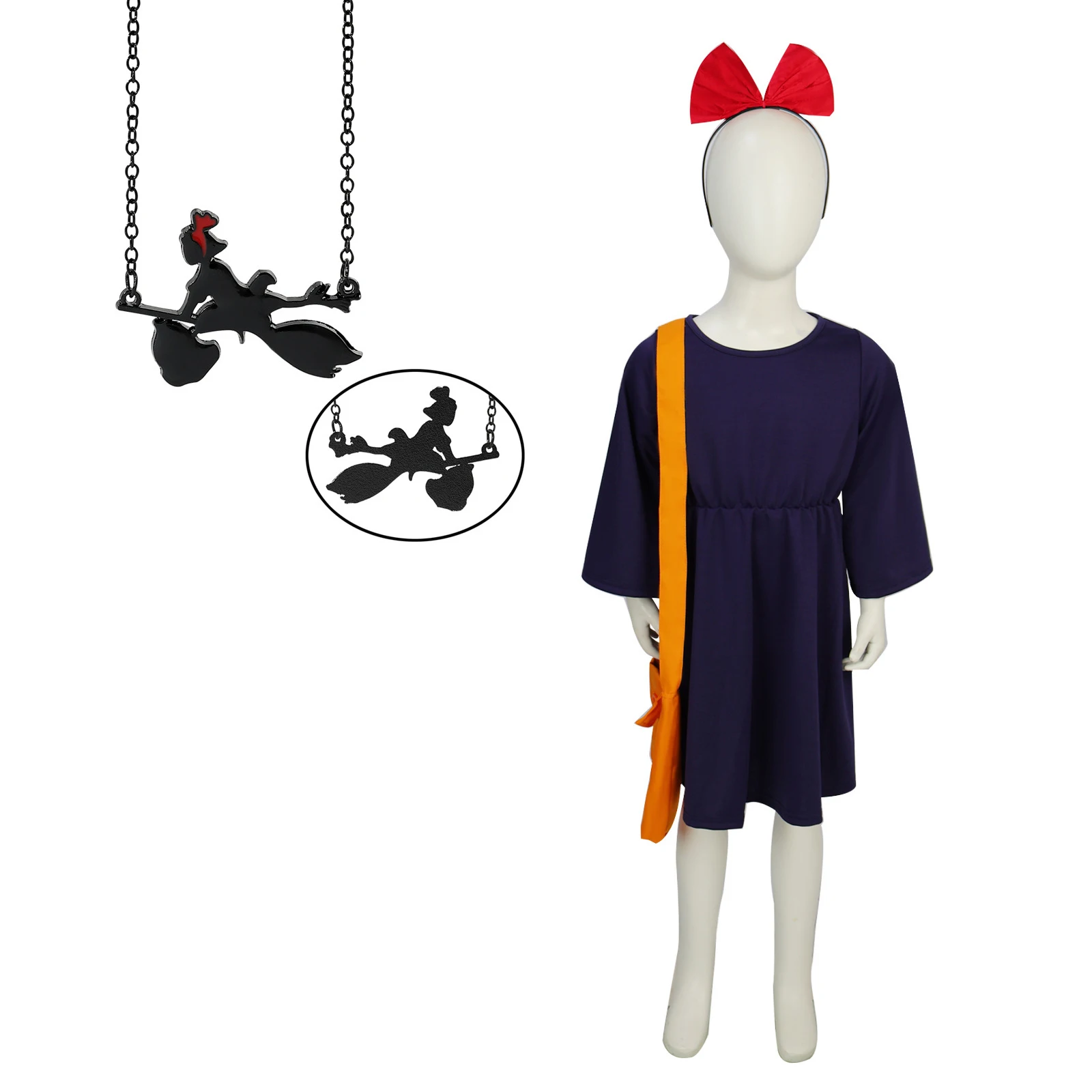 Witch Delivery Cossuit+Necklace Anime Little Witch Qiqi Children's Costume Halloween Cosplay Party Clothing
Witch Delivery Cossuit+Necklace Anime Little Witch Qiqi Children's Costume Halloween Cosplay Party Clothing
