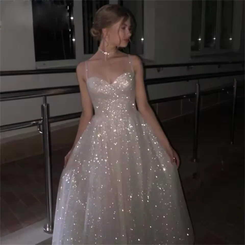Sparkling Princess Ball Dress Sexy Spaghetti Strap A-line Wedding Party Dress Customized Sweetheart Backless Evening Dresses
Sparkling Princess Ball Dress Sexy Spaghetti Strap A-line Wedding Party Dress Customized Sweetheart Backless Evening Dresses
