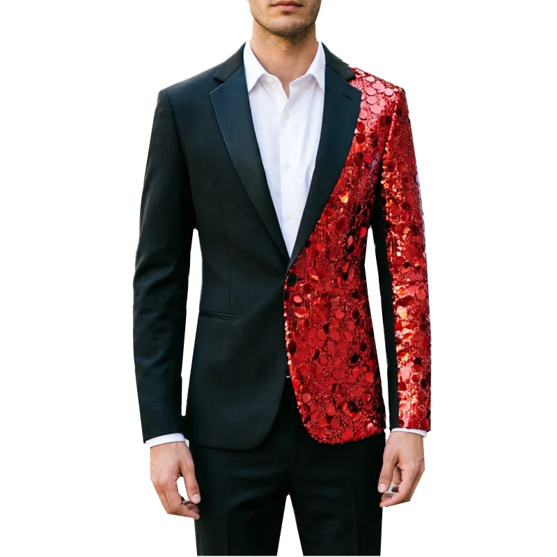 (Jacket + Pant) New Men Luxury Sequin Suit Black / Red / Silver / Gold Trendy Singer Stage Performance Dress Blazers and Pants
(Jacket + Pant) New Men Luxury Sequin Suit Black / Red / Silver / Gold Trendy Singer Stage Performance Dress Blazers and Pants