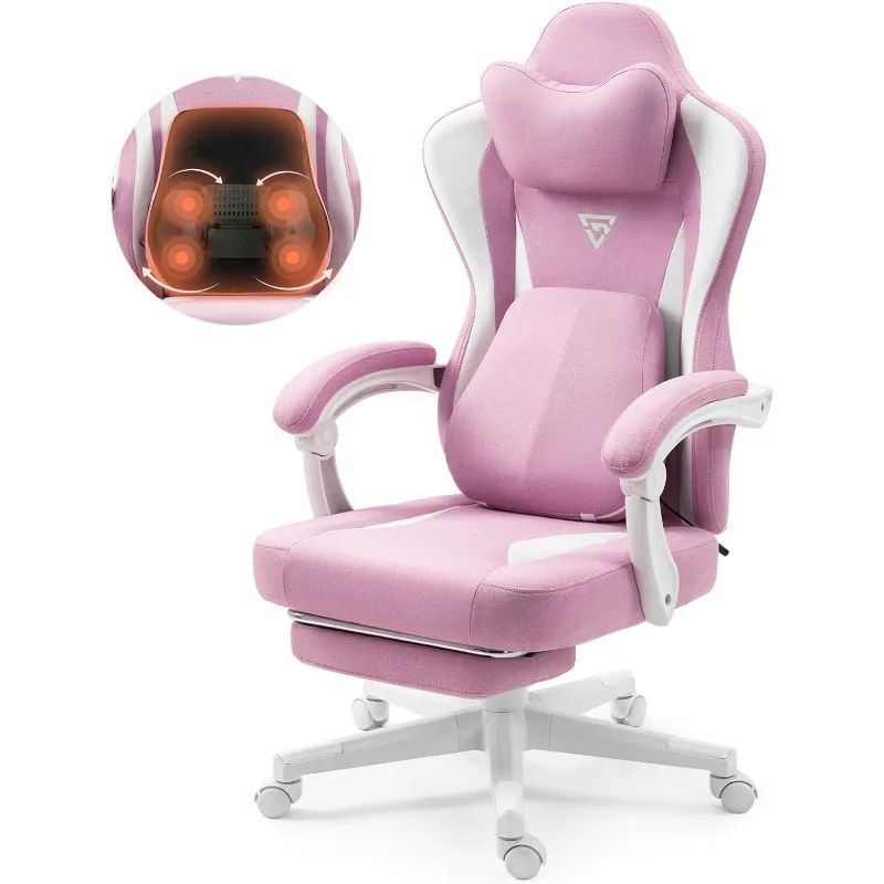 Gaming Chair with Heated Massage Lumbar Support, Breathable Fabric Office Chair with Pocket Spring Cushion and Footrest
Gaming Chair with Heated Massage Lumbar Support, Breathable Fabric Office Chair with Pocket Spring Cushion and Footrest
