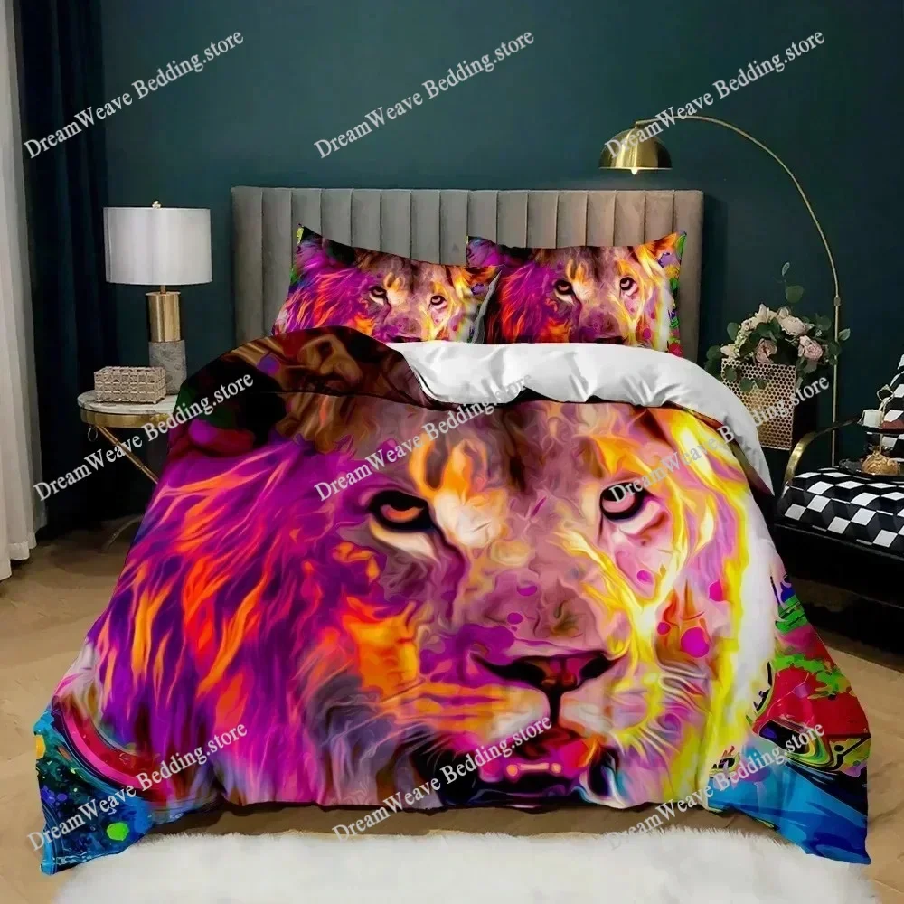 Lion Duvet Cover Set King Size Wild Animal Pattern Bedding Set Decorative Comforter Covers Wildlife Theme Quilt Cover for Teens7
Lion Duvet Cover Set King Size Wild Animal Pattern Bedding Set Decorative Comforter Covers Wildlife Theme Quilt Cover for Teens7