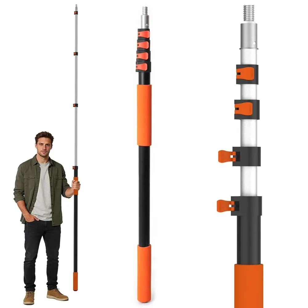 18FT Reach Telescoping Pole - 3 to 12FT Extension Pole, Portable Aluminum Telescoping Rod with Easy Flip Lock, Paint Roller
18FT Reach Telescoping Pole - 3 to 12FT Extension Pole, Portable Aluminum Telescoping Rod with Easy Flip Lock, Paint Roller