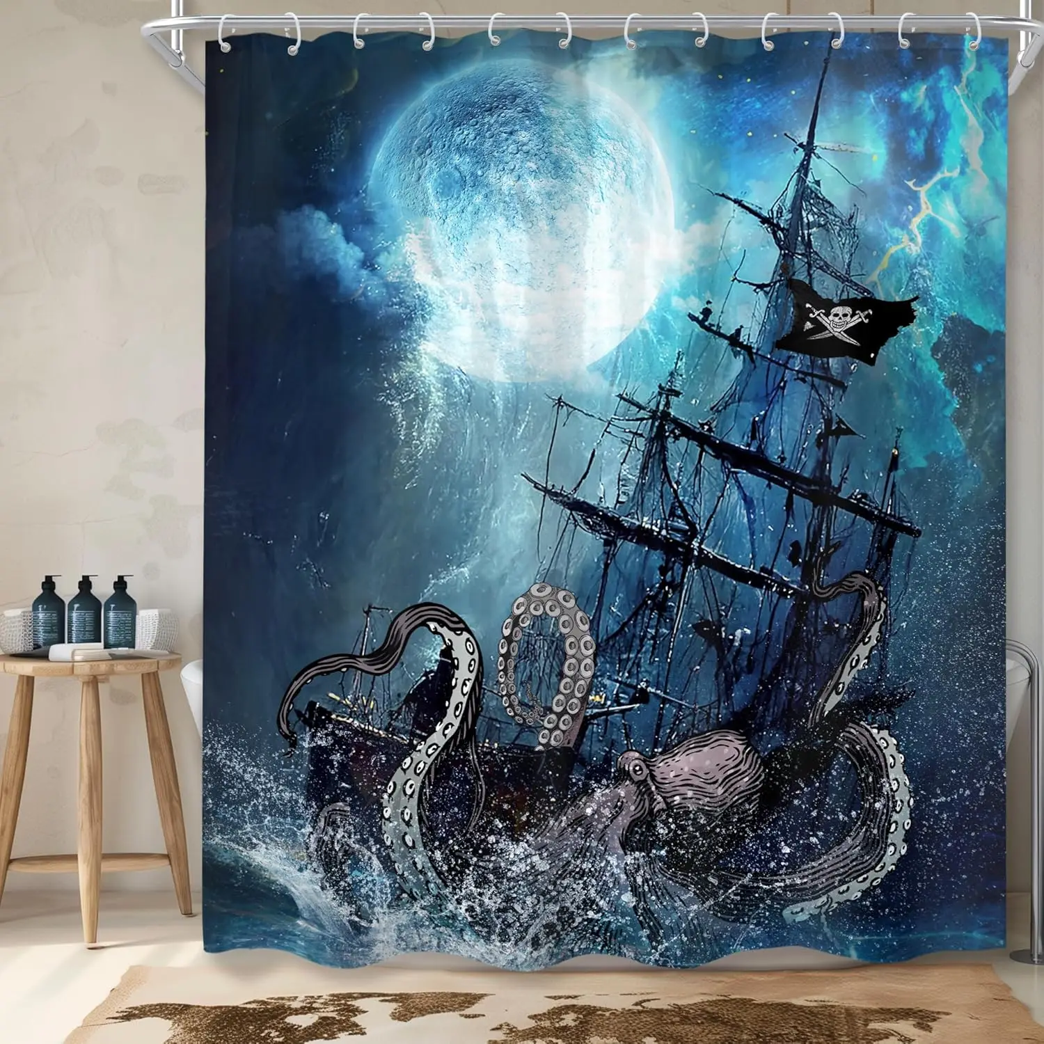 Ghost Ship Kraken Octopus Shower Curtain Pirate Ship Battle Print for Bathroom Decor
Ghost Ship Kraken Octopus Shower Curtain Pirate Ship Battle Print for Bathroom Decor