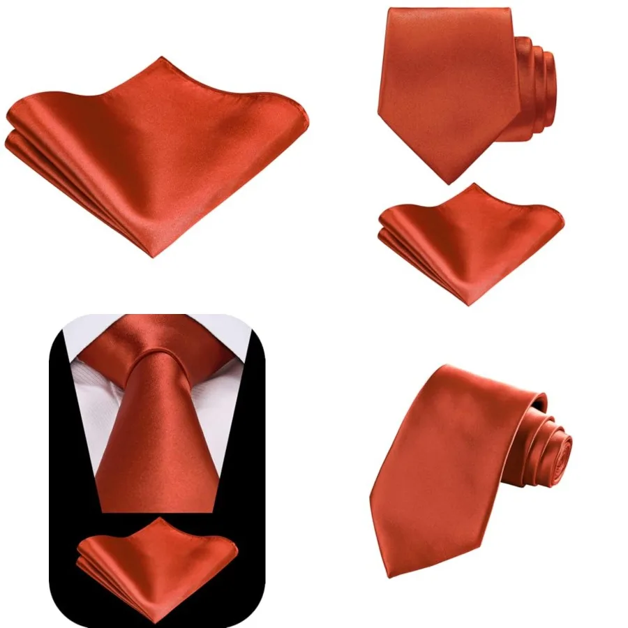 Solid Satin Woven dyed Color Formal Black Necktie and Pocket Square Sets in Gift Box,Burnt Orange
Solid Satin Woven dyed Color Formal Black Necktie and Pocket Square Sets in Gift Box,Burnt Orange