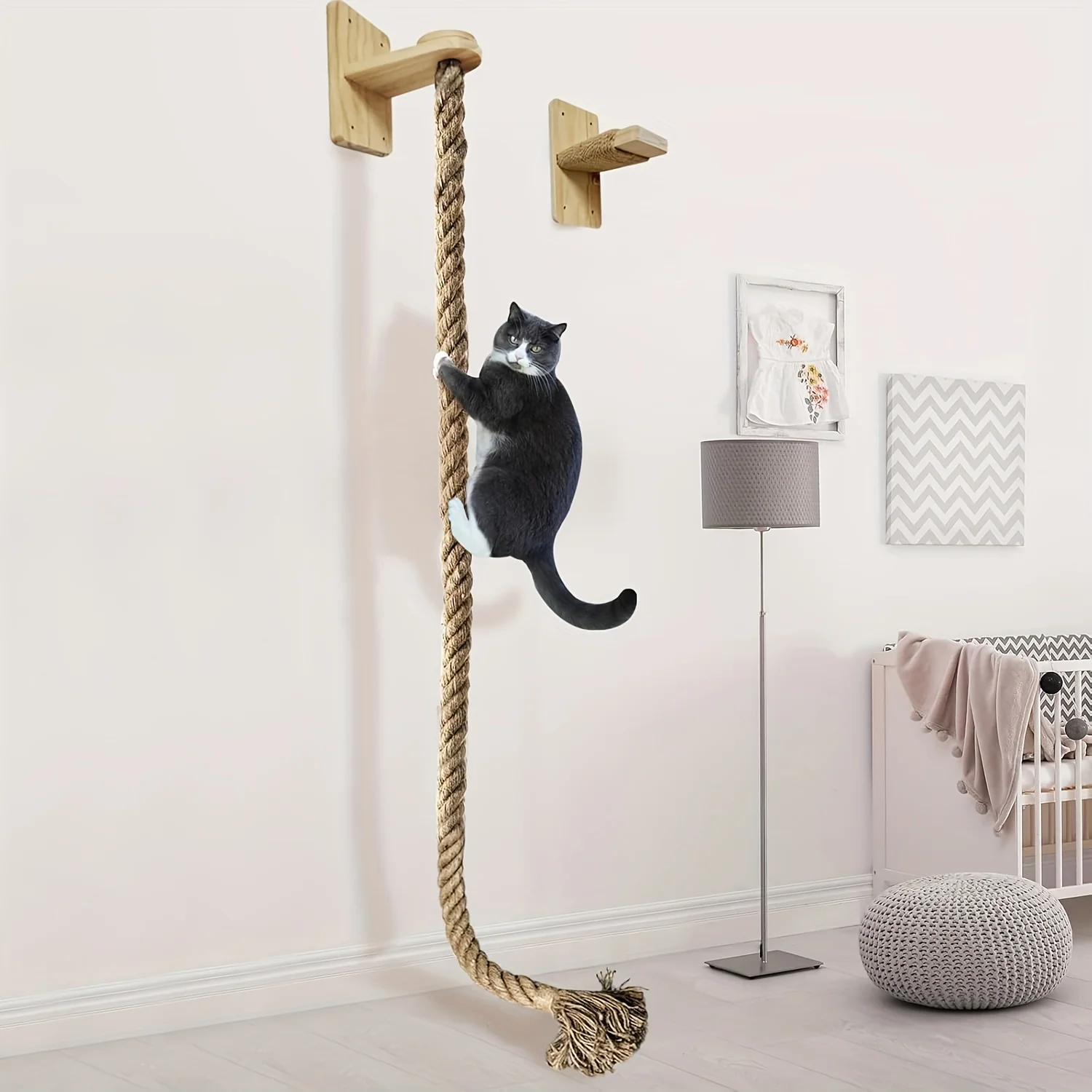 Premium Wooden Wall-Mounted Cat Tree & Scratching Post-59.1 Inch Large Cat Climbing Tower with Ladder, Jump Platform, Rest Area & Interactive Toys - Space-Saving Cat Furniture for Indoor Cats - Durable Climbing Rope
Premium Wooden Wall-Mounted Cat Tree & Scratching Post-59.1 Inch Large Cat Climbing Tower with Ladder, Jump Platform, Rest Area & Interactive Toys - Space-Saving Cat Furniture for Indoor Cats - Durable Climbing Rope