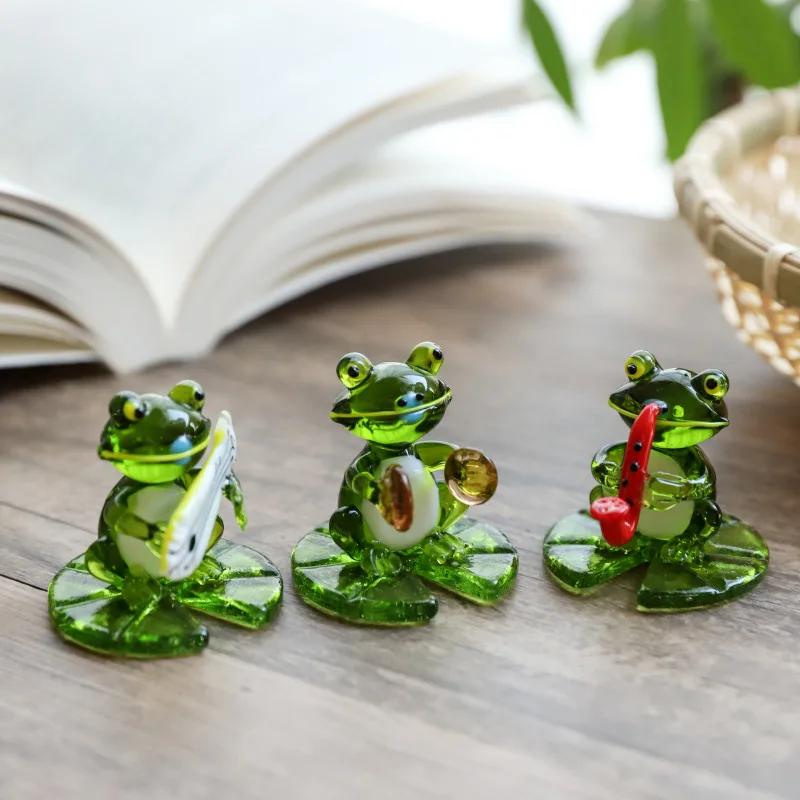 Music Glass Frog Figurine Crown Frog Playing Cornet Saxophone Drum Lute Cucurbit Flute Modeling Ornaments Miniature Landscape
Music Glass Frog Figurine Crown Frog Playing Cornet Saxophone Drum Lute Cucurbit Flute Modeling Ornaments Miniature Landscape