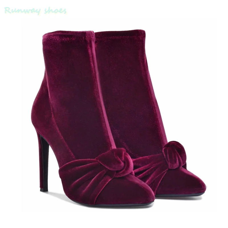 Velvet Fabric Pleated Style Ankle Boots Round-Toed Stiletto Heels Decorated With a bow Banquet Handmade Luxury Women's Shoes
Velvet Fabric Pleated Style Ankle Boots Round-Toed Stiletto Heels Decorated With a bow Banquet Handmade Luxury Women's Shoes