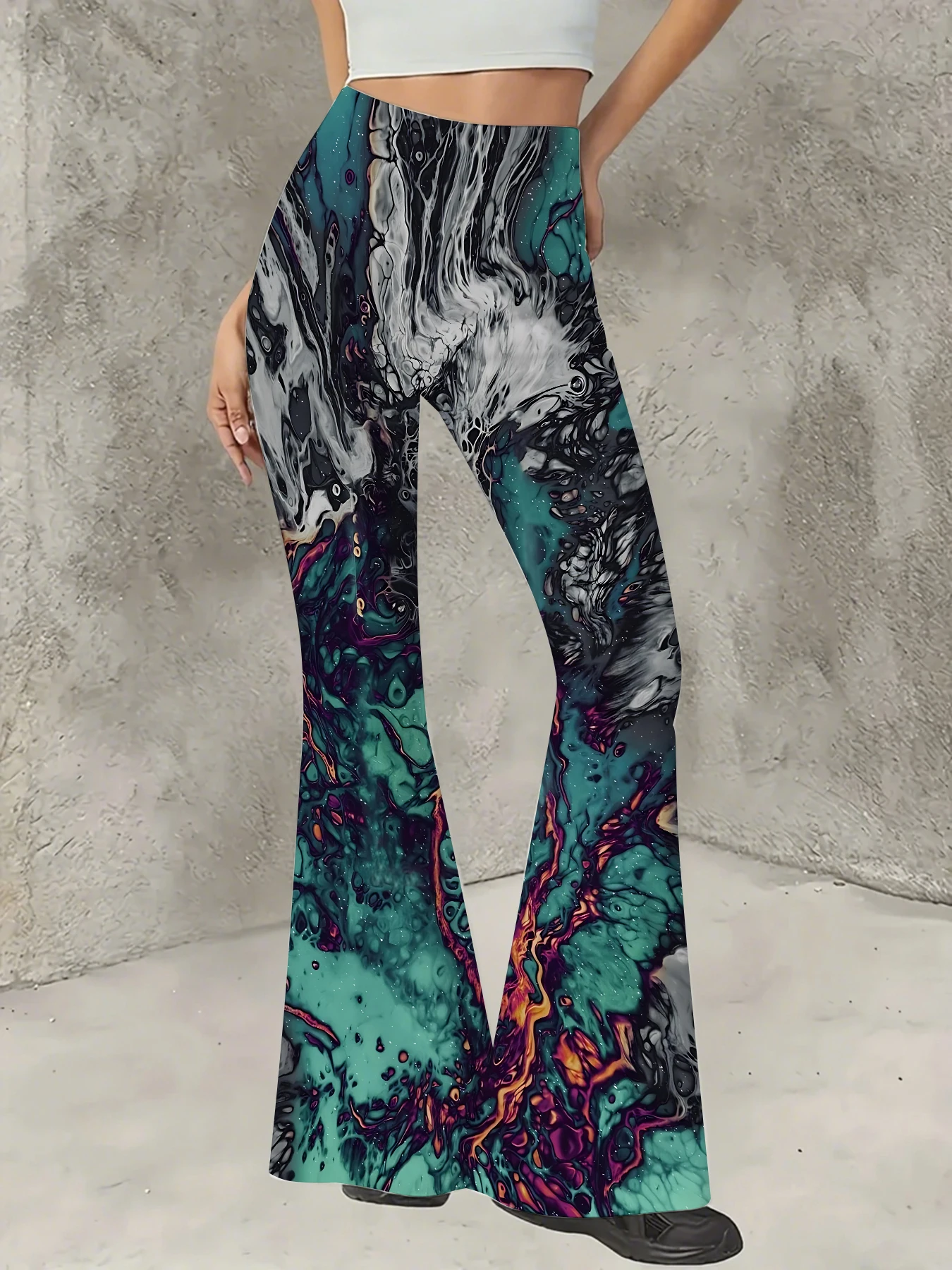 Y2K Graphic Print Flare Pants Women High Waist Knit Bell Bottom Trousers
Y2K Graphic Print Flare Pants Women High Waist Knit Bell Bottom Trousers