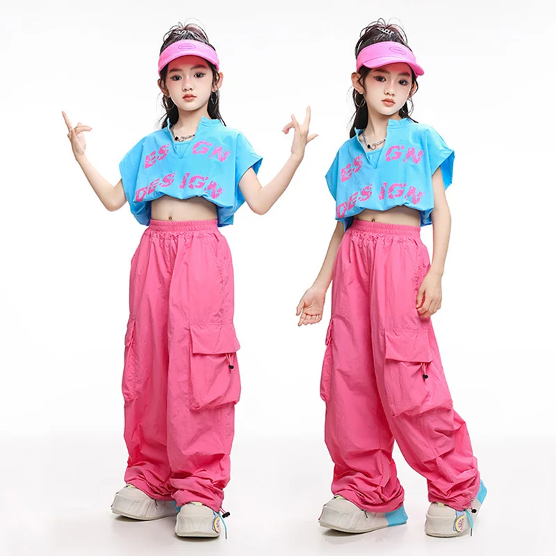 Jazz Dance Outfit Girls Summer Street Dance Suit Blue Crop Top Pink Shuffle Pants Runway Show Costumes Kids Kpop Clothing 3586
Jazz Dance Outfit Girls Summer Street Dance Suit Blue Crop Top Pink Shuffle Pants Runway Show Costumes Kids Kpop Clothing 3586