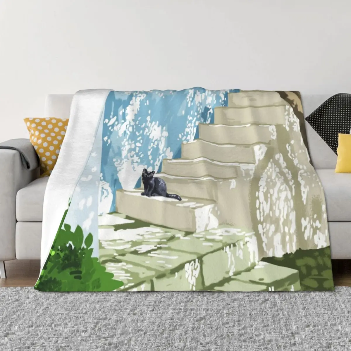Black cat on the steps Poster, Greece Santorini summer travel pet painting Throw Blanket for winter Decorative Sofas Blankets
Black cat on the steps Poster, Greece Santorini summer travel pet painting Throw Blanket for winter Decorative Sofas Blankets