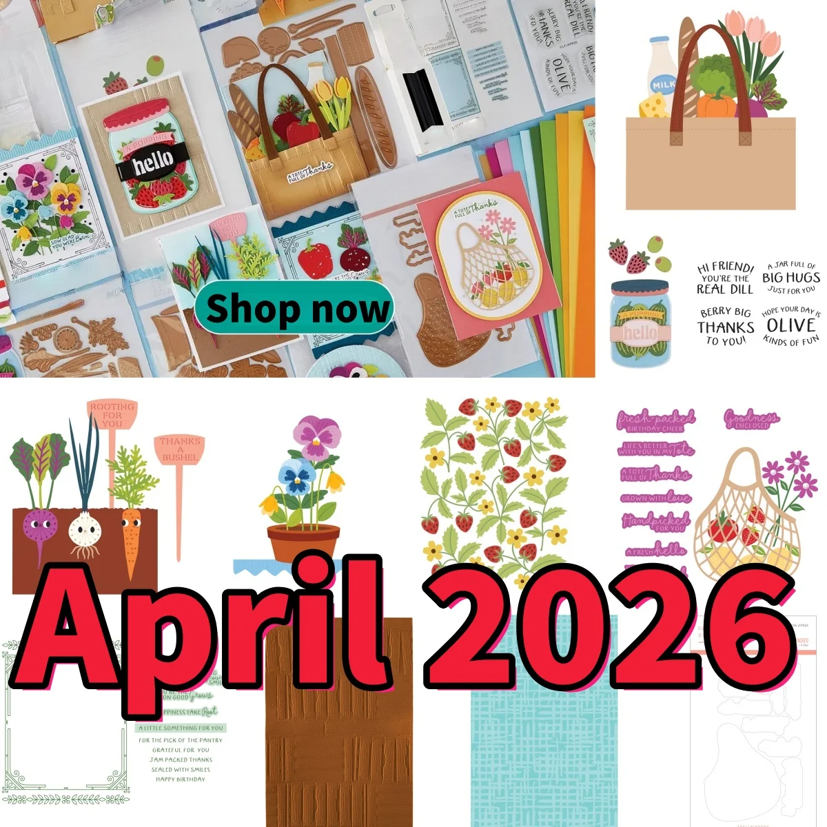 April 2026 Market Tote Jar Trio Berries Metal Cutting Die Clear Stamps Stencil Hot Foil for DIY Decorating Scrapbook Paper Card
April 2026 Market Tote Jar Trio Berries Metal Cutting Die Clear Stamps Stencil Hot Foil for DIY Decorating Scrapbook Paper Card